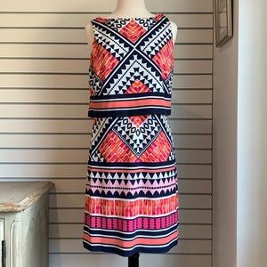 Eliza J Navy and Pink Patterned Dress